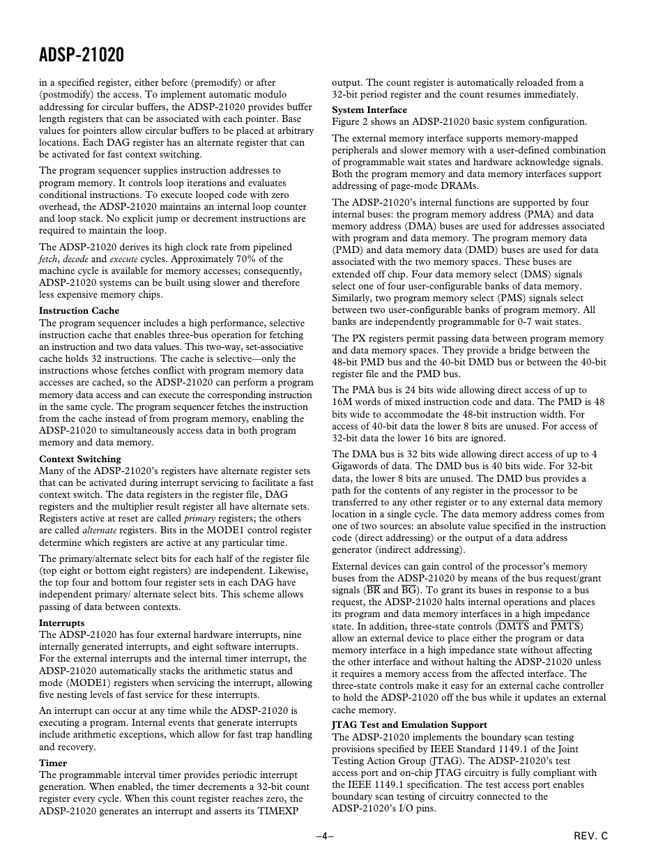 Analog Devices ADSP-21020 User Manual | Page 4 / 32