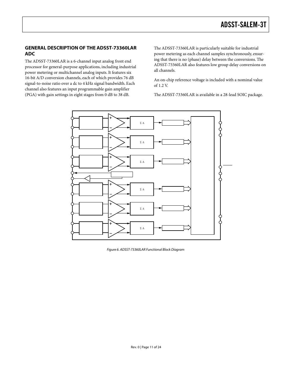 General description of the adsst-73360lar adc, Adsst-salem-3t | Analog Devices ADSST-EM-3040 User Manual | Page 11 / 24