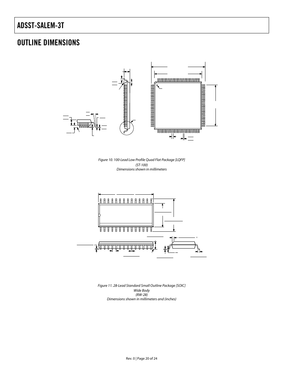 Outline dimensions, Adsst-salem-3t | Analog Devices ADSST-EM-3040 User Manual | Page 20 / 24