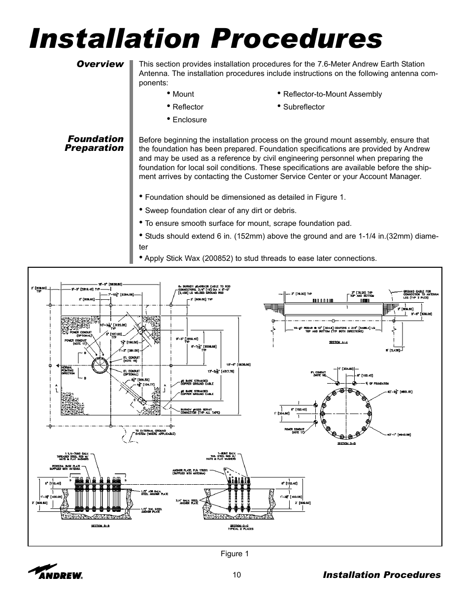 Installation procedures | Andrew ES76PK-1 User Manual | Page 10 / 52