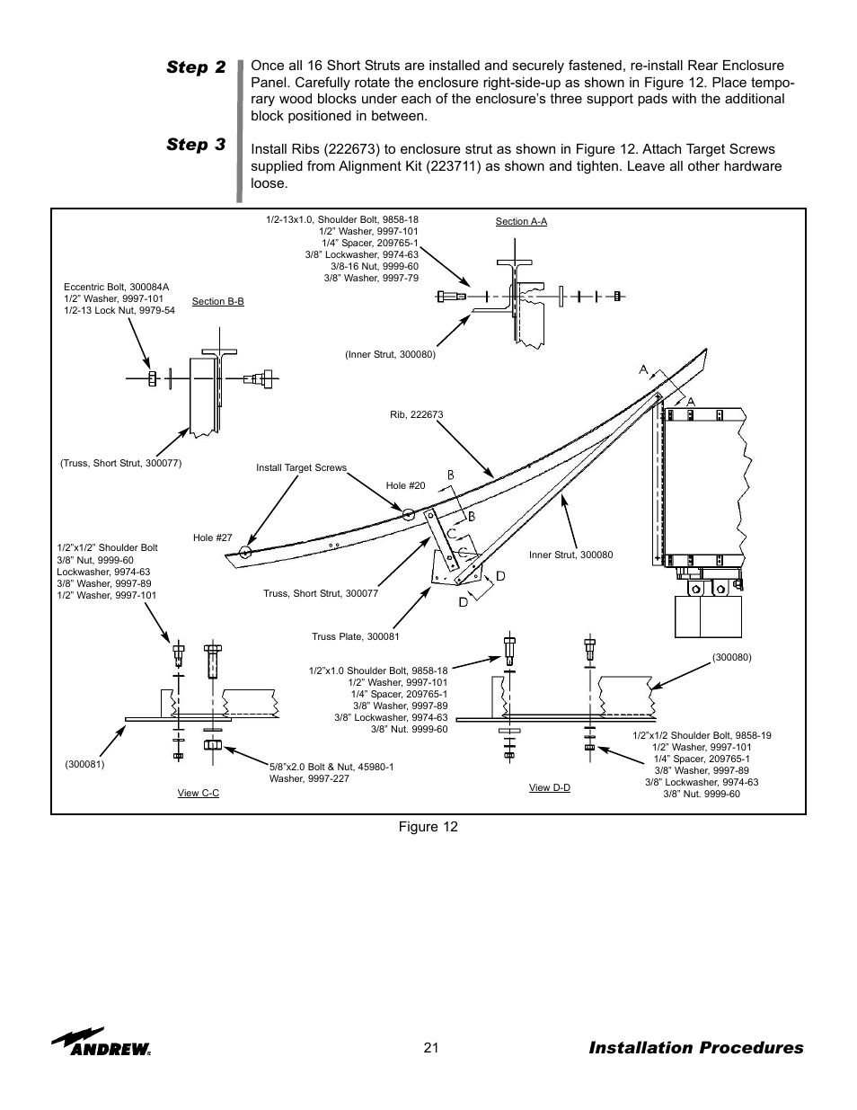 Step 2 step 3, Installation procedures | Andrew ES76PK-1 User Manual | Page 19 / 52