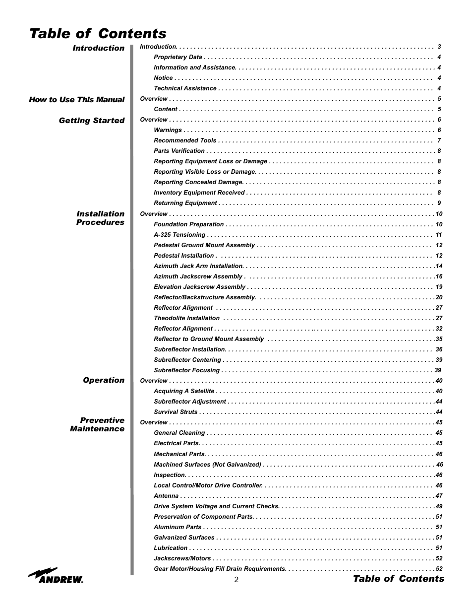 Andrew ES76PK-1 User Manual | Page 2 / 52