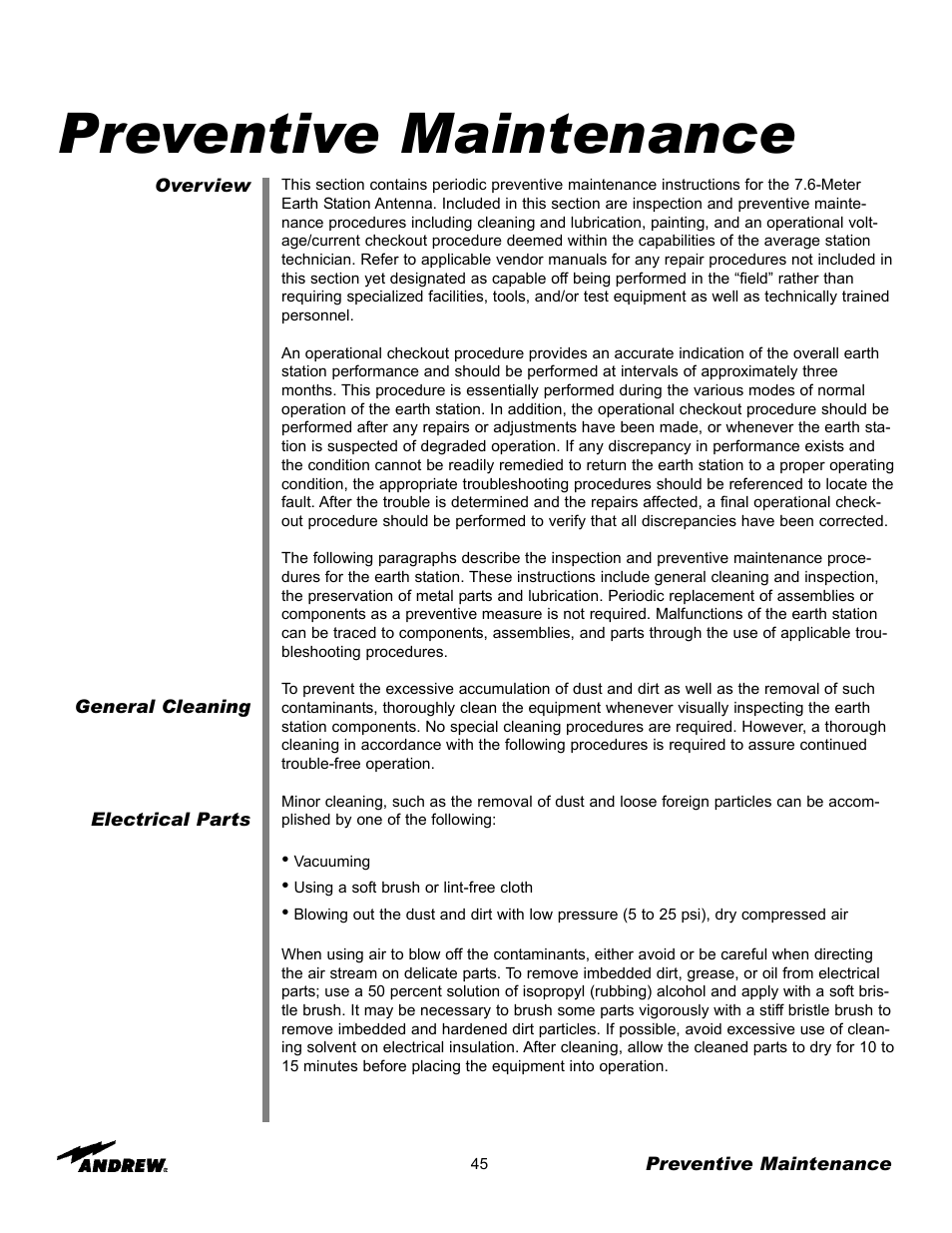 Preventive maintenance | Andrew ES76PK-1 User Manual | Page 43 / 52