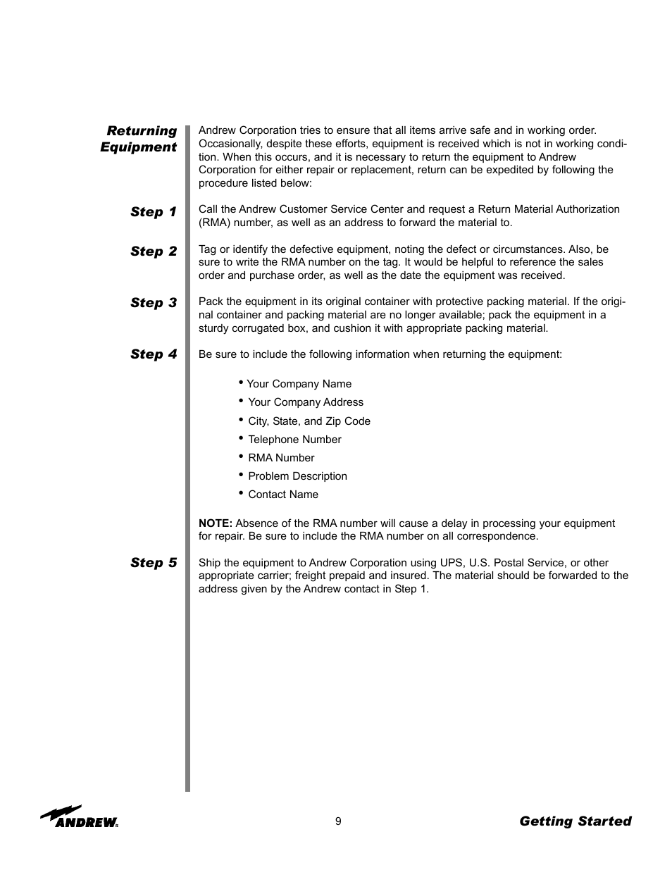 Andrew ES76PK-1 User Manual | Page 9 / 52