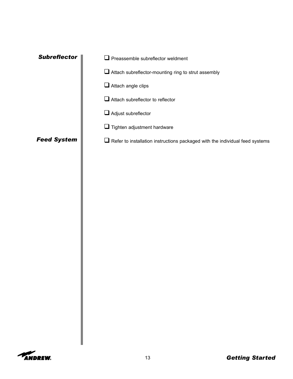 Andrew 3.7-Meter Earth Station Antenna User Manual | Page 13 / 86