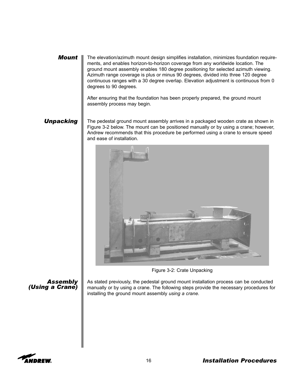 Andrew 3.7-Meter Earth Station Antenna User Manual | Page 16 / 86
