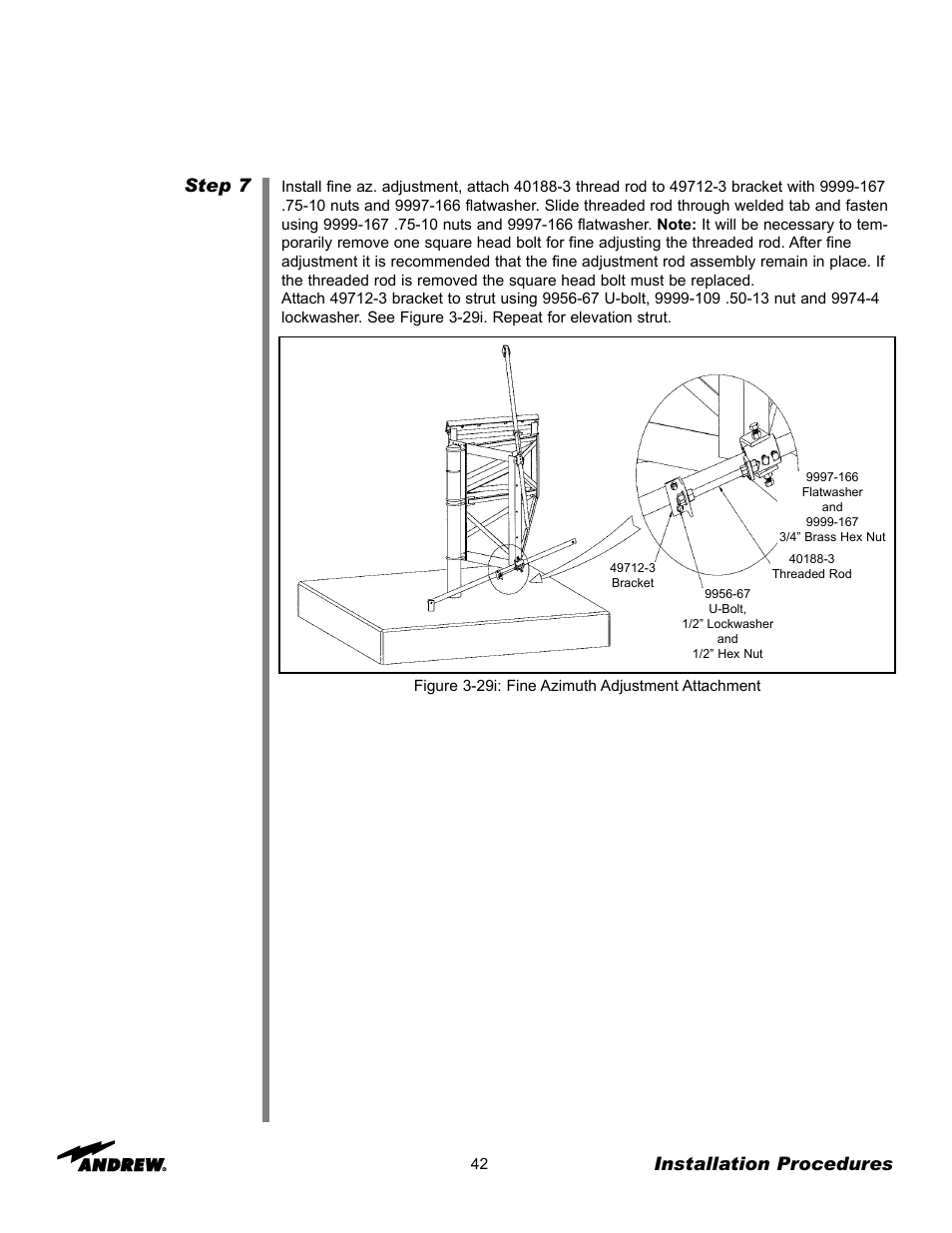 Step 7, Installation procedures | Andrew 3.7-Meter Earth Station Antenna User Manual | Page 42 / 86