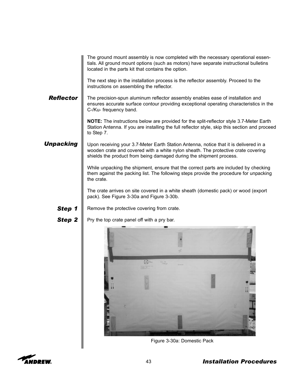 Andrew 3.7-Meter Earth Station Antenna User Manual | Page 43 / 86