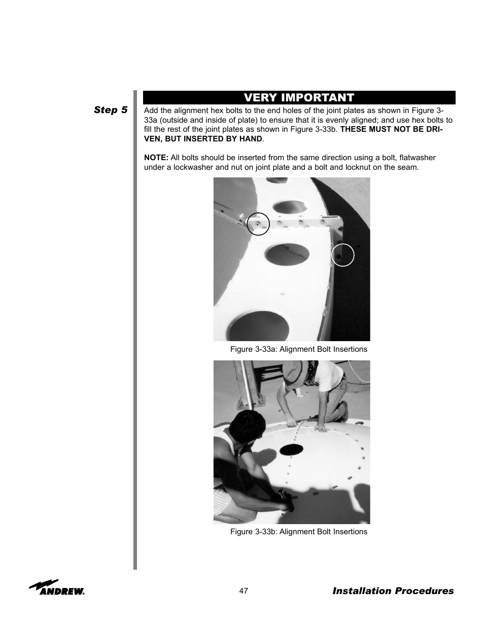 Very important | Andrew 3.7-Meter Earth Station Antenna User Manual | Page 47 / 86