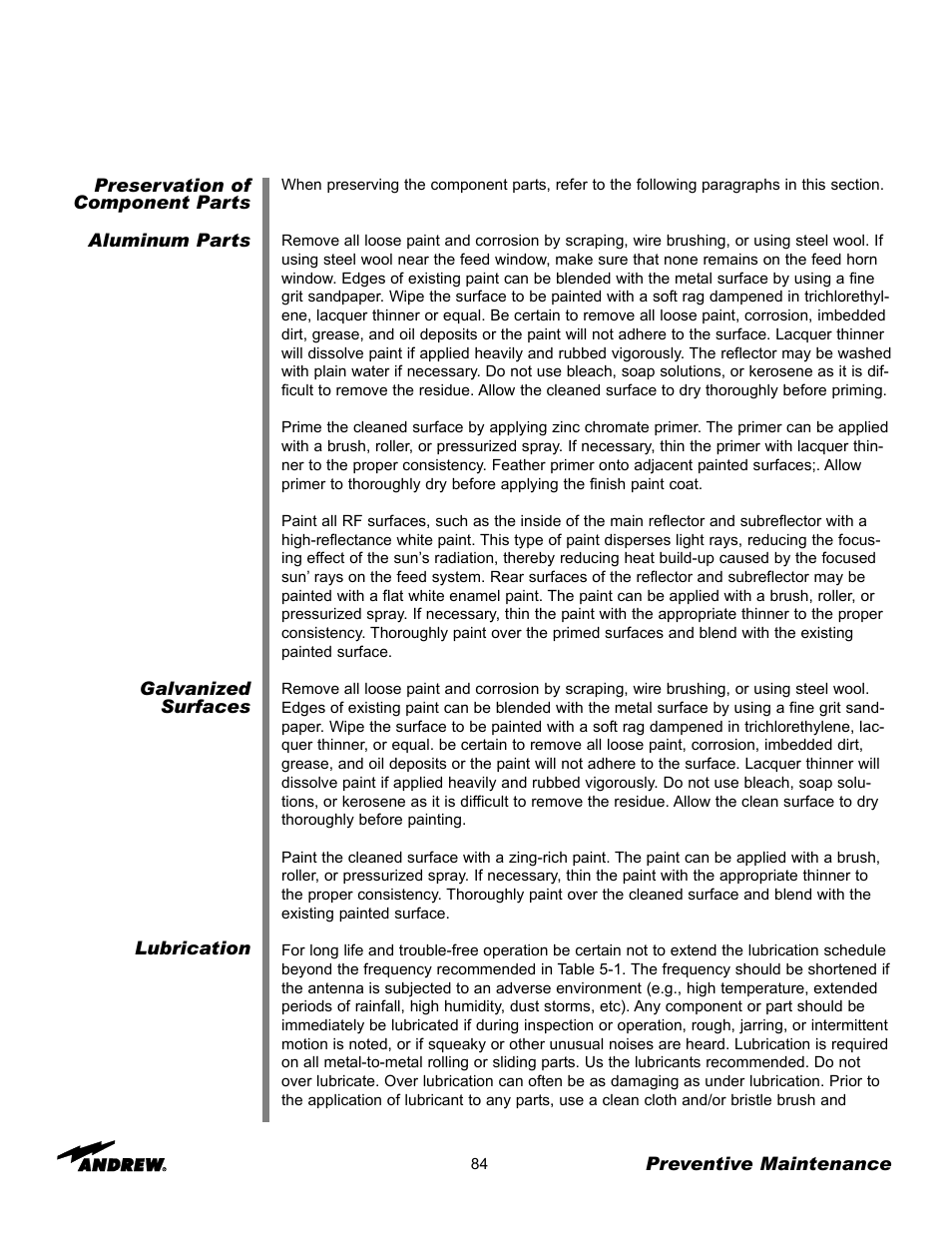 Andrew 3.7-Meter Earth Station Antenna User Manual | Page 84 / 86