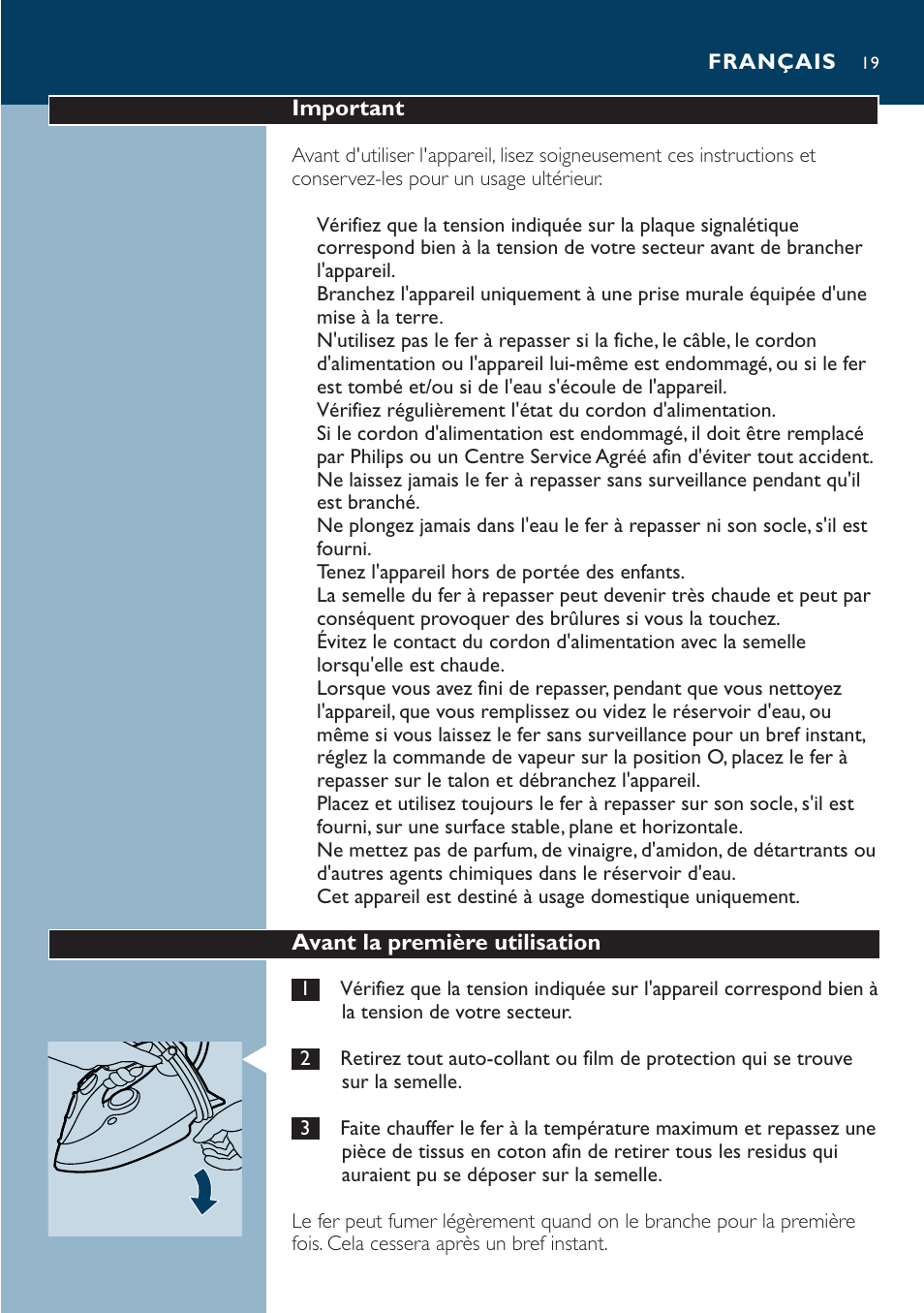 Philips Dampfbügeleisen User Manual | Page 19 / 44