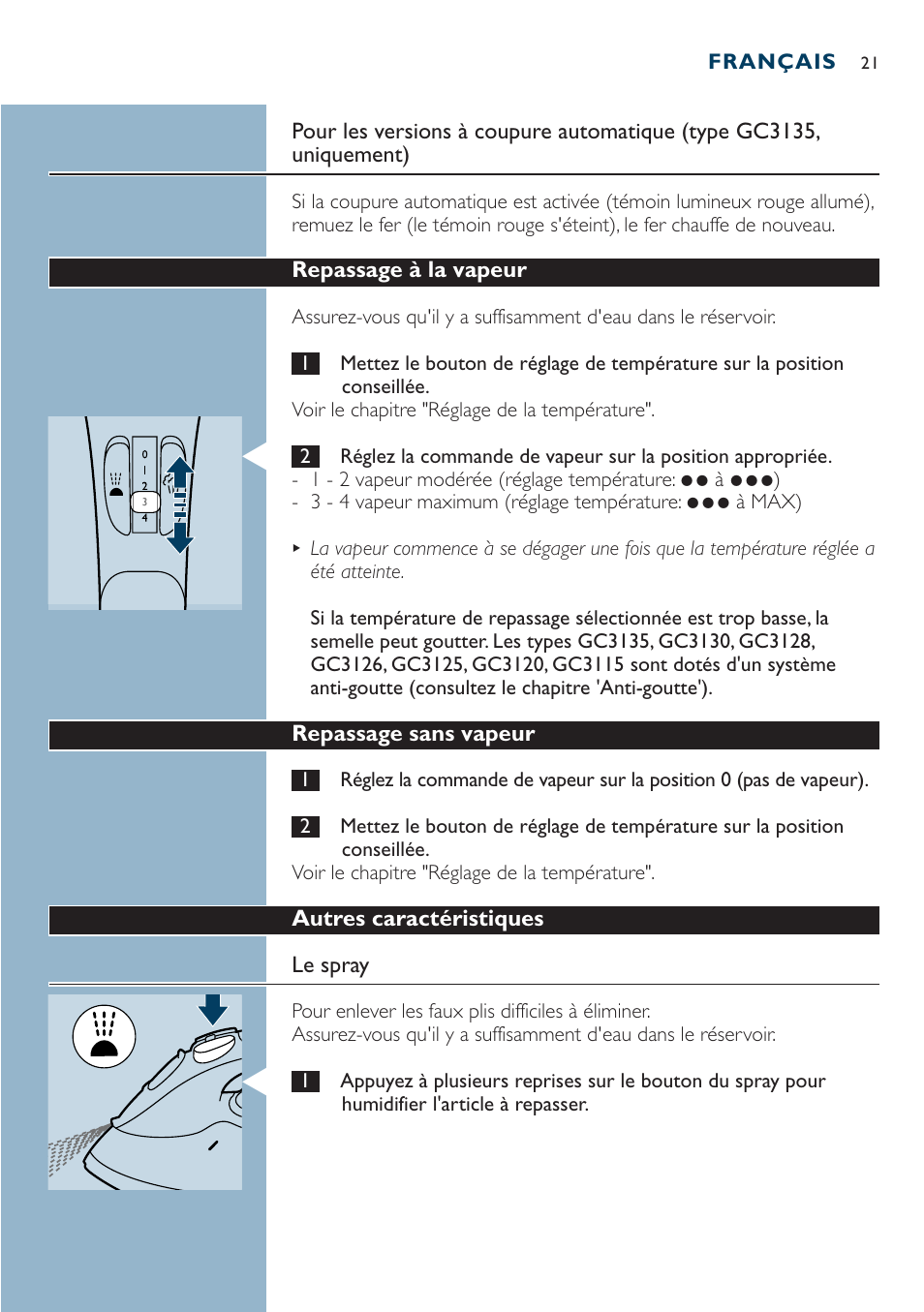 Philips Dampfbügeleisen User Manual | Page 21 / 44