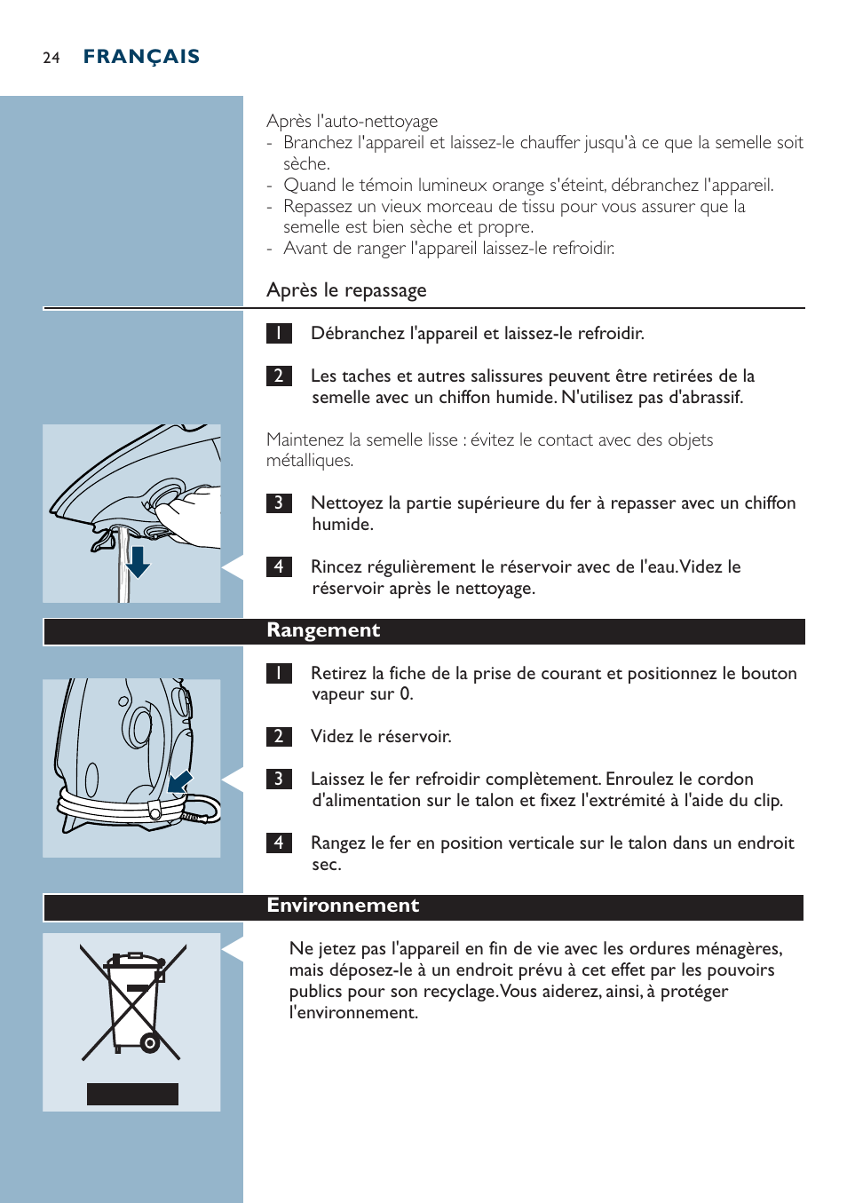 Philips Dampfbügeleisen User Manual | Page 24 / 44