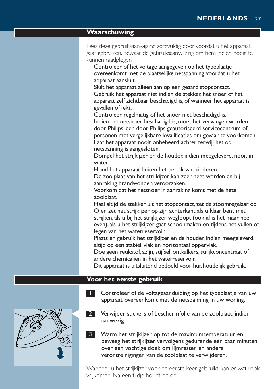 Philips Dampfbügeleisen User Manual | Page 27 / 44