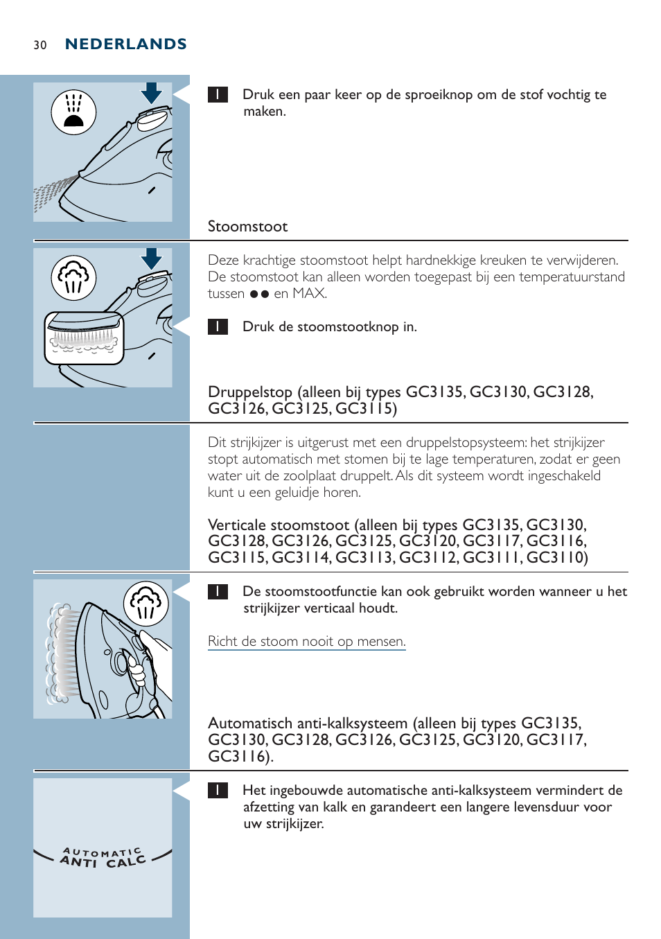 Philips Dampfbügeleisen User Manual | Page 30 / 44