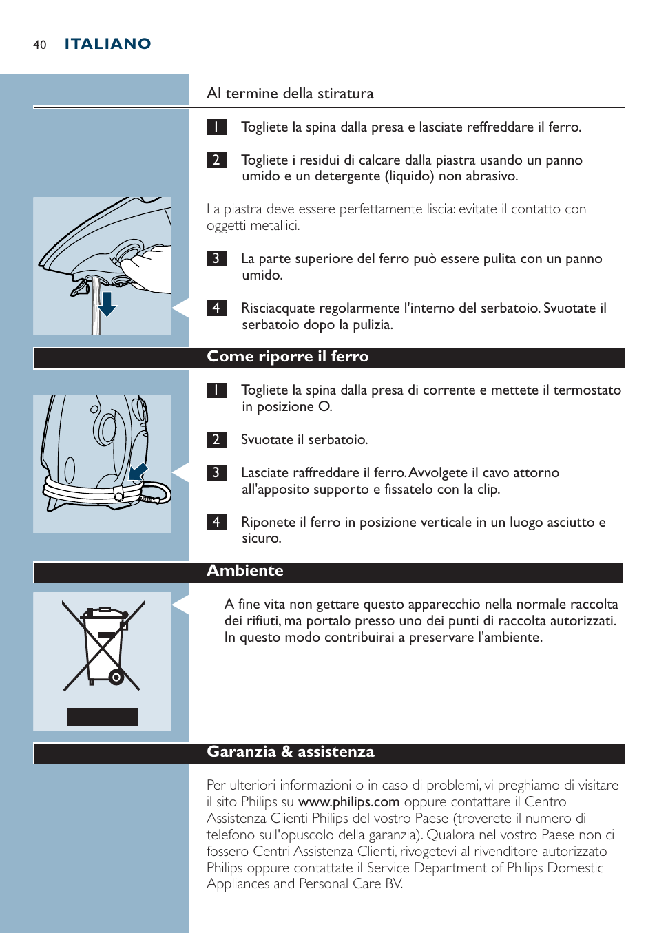 Philips Dampfbügeleisen User Manual | Page 40 / 44