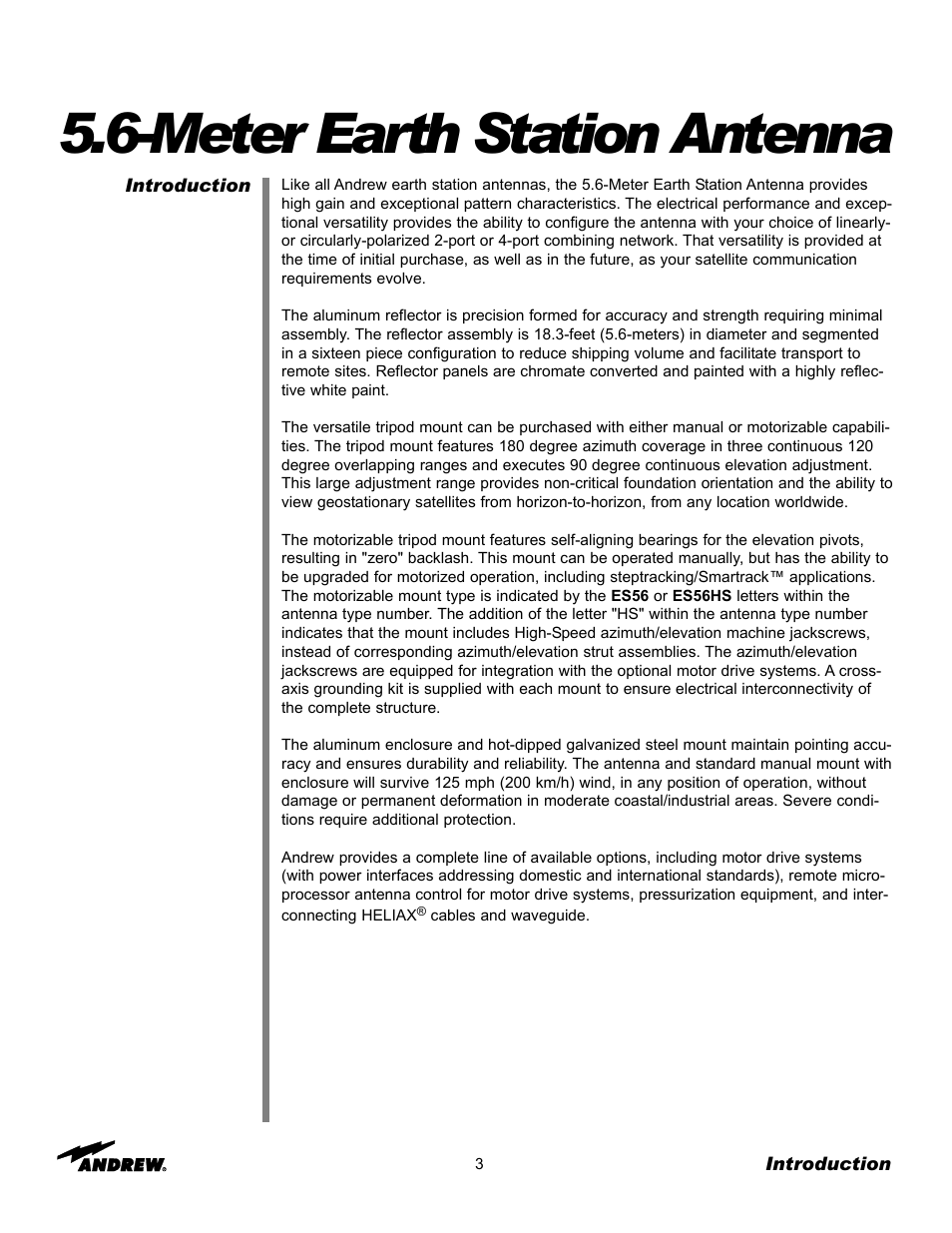 Meter earth station antenna | Andrew 5.6-Meter ESA User Manual | Page 3 / 54