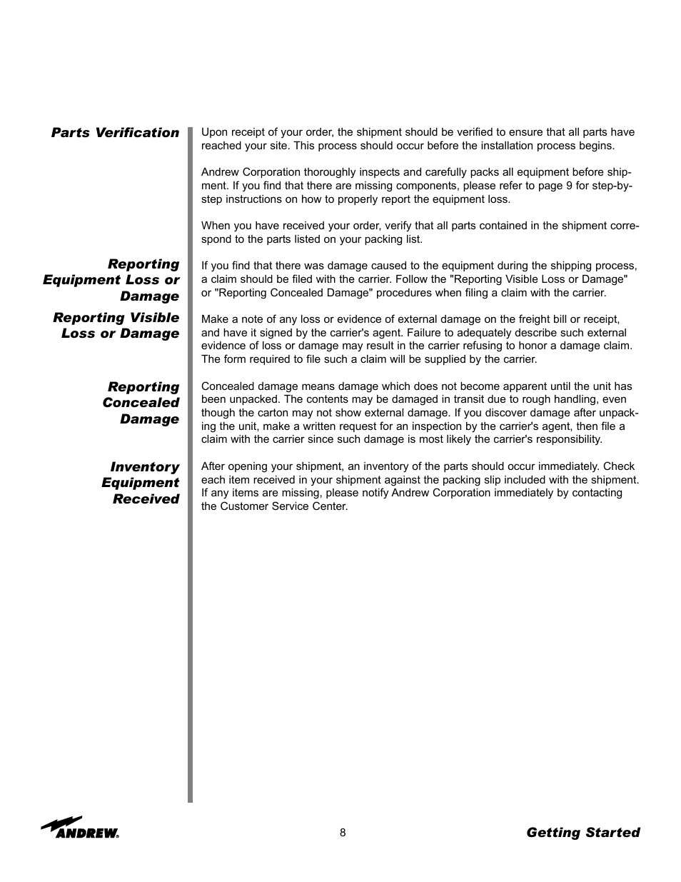Andrew 5.6-Meter ESA User Manual | Page 8 / 54