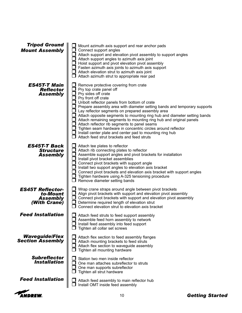 Andrew ES45T User Manual | Page 10 / 81