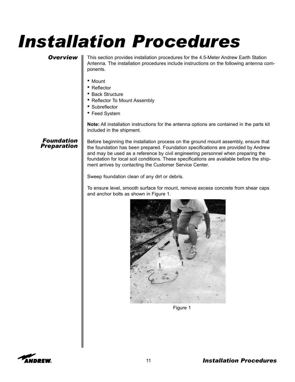 Installation procedures | Andrew ES45T User Manual | Page 11 / 81