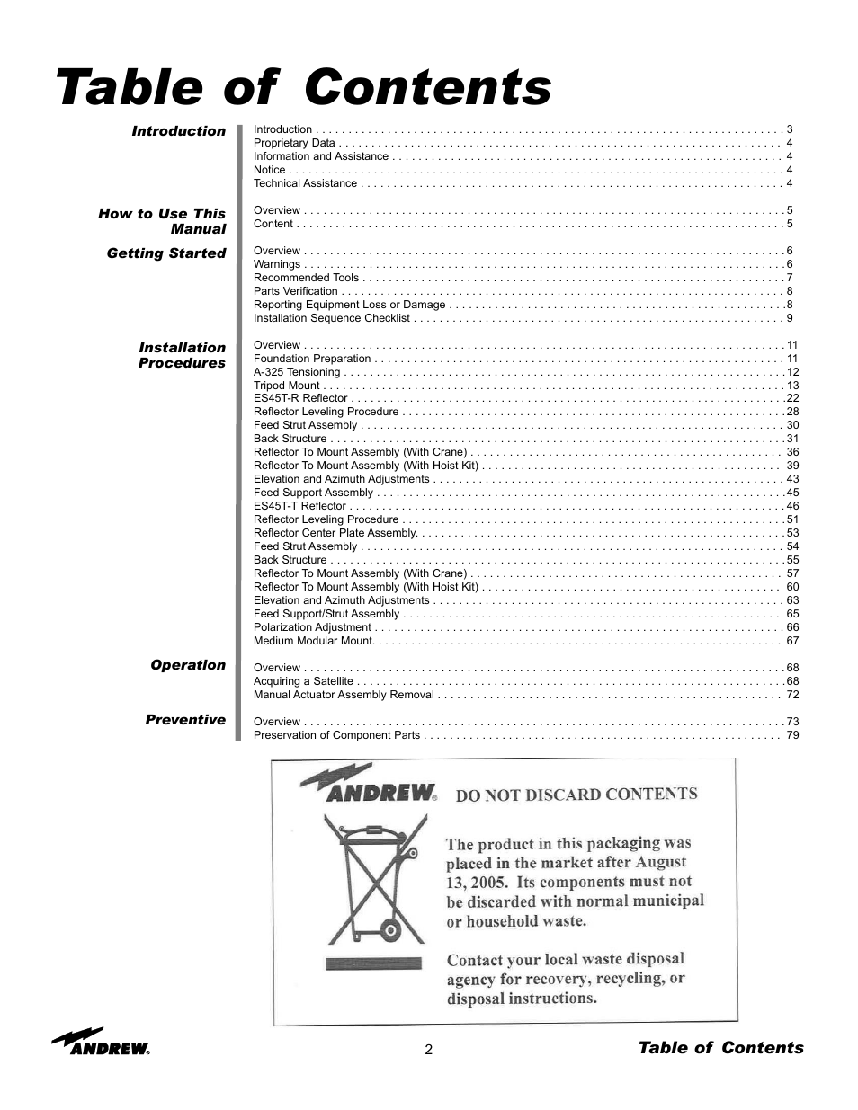 Andrew ES45T User Manual | Page 2 / 81