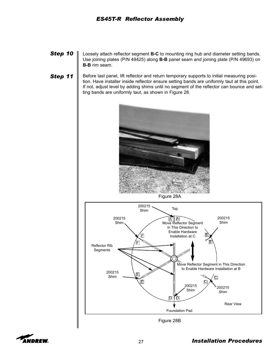 Step 10 step 11, Installation procedures, Es45t-r reflector assembly | Andrew ES45T User Manual | Page 27 / 81