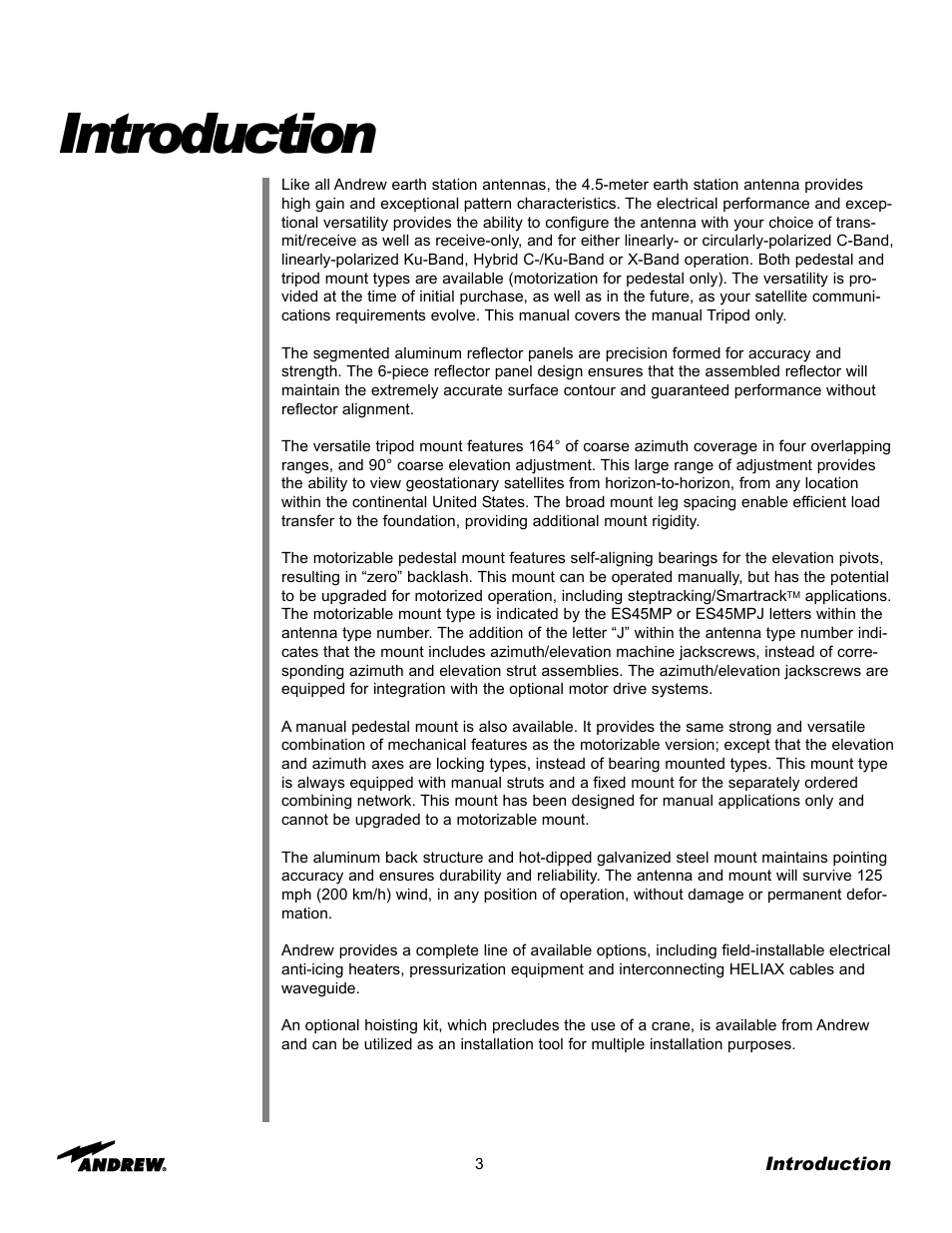 Introduction | Andrew ES45T User Manual | Page 3 / 81