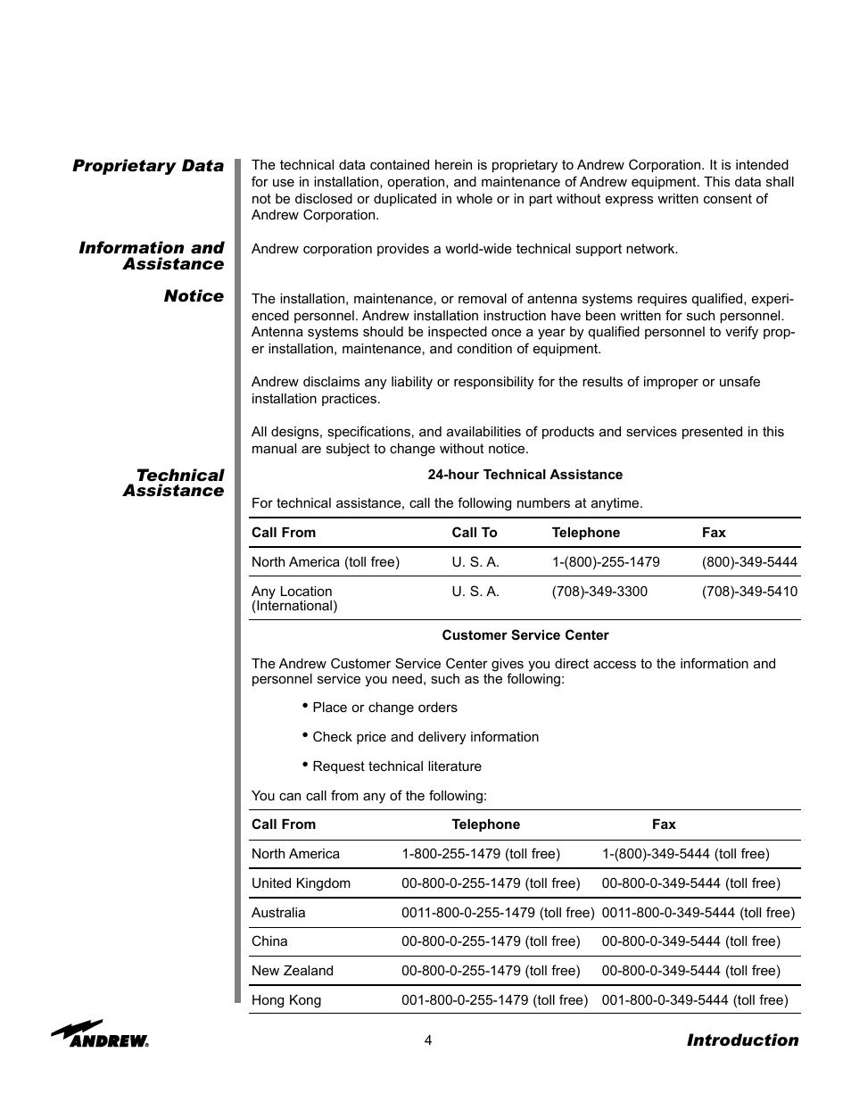 Andrew ES45T User Manual | Page 4 / 81