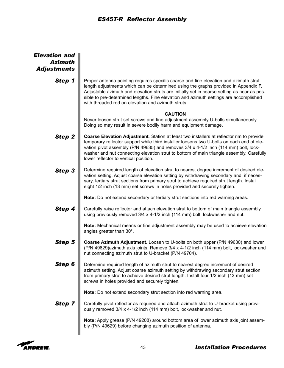 Andrew ES45T User Manual | Page 43 / 81