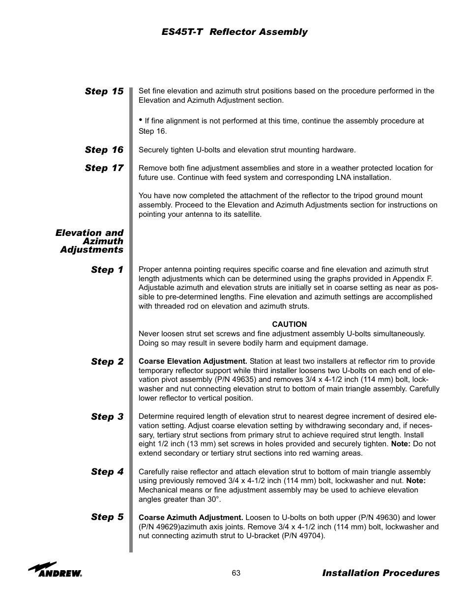 Andrew ES45T User Manual | Page 63 / 81