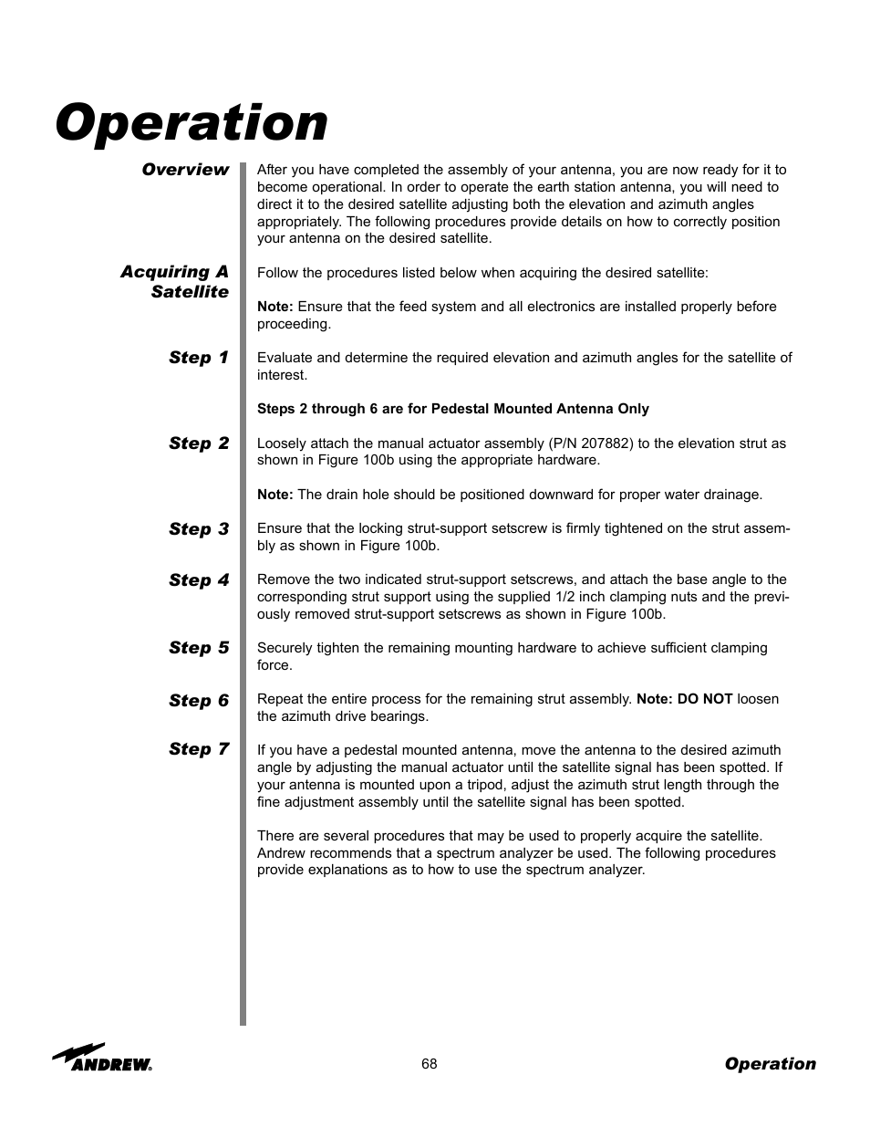 Operation | Andrew ES45T User Manual | Page 68 / 81