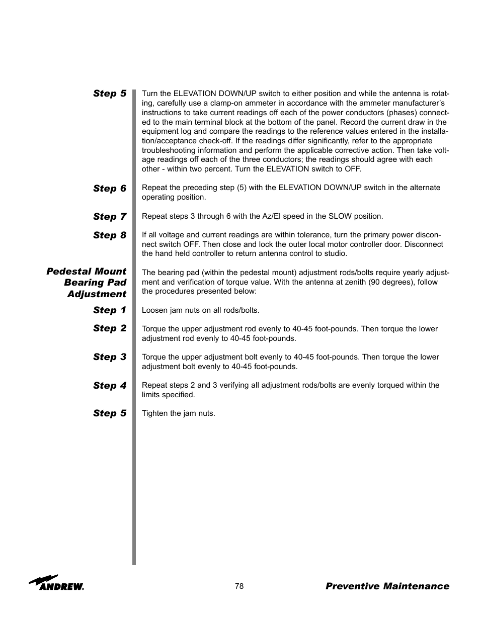 Andrew ES45T User Manual | Page 78 / 81