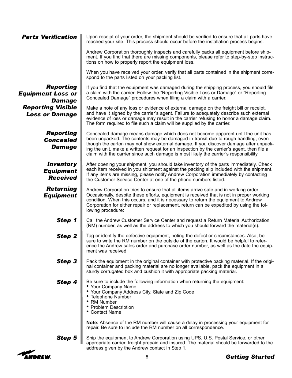 Andrew ES45T User Manual | Page 8 / 81