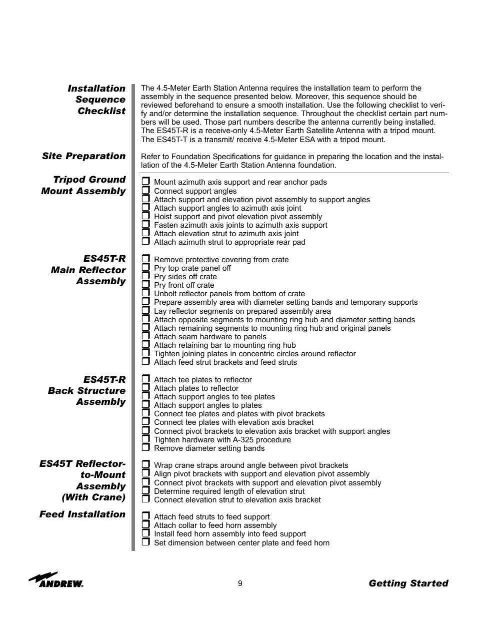 Andrew ES45T User Manual | Page 9 / 81