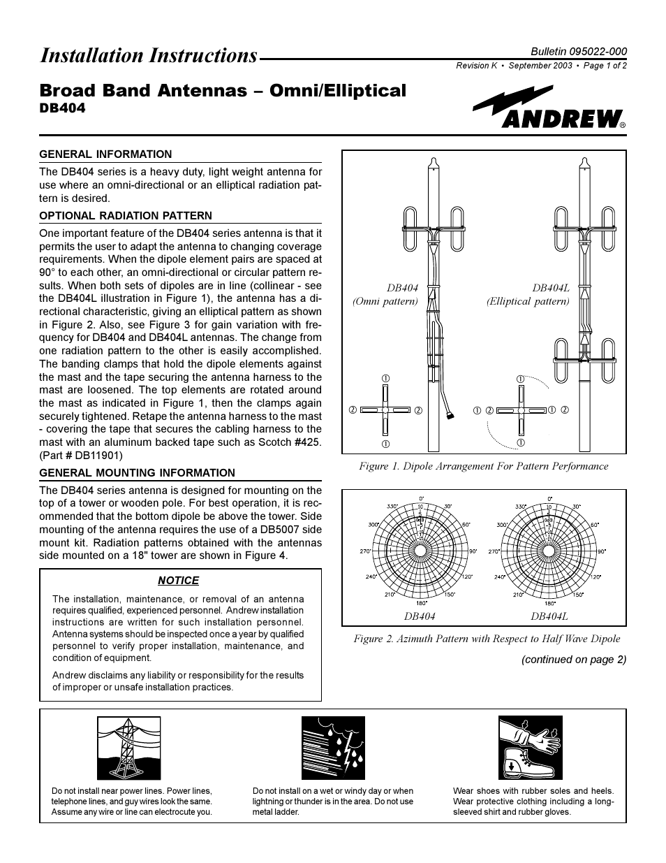 Andrew DB404 User Manual | 2 pages