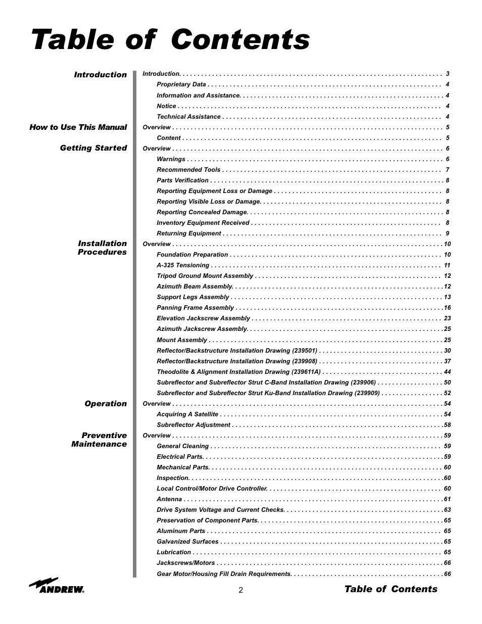 Andrew 7.6-Meter ESA User Manual | Page 2 / 69