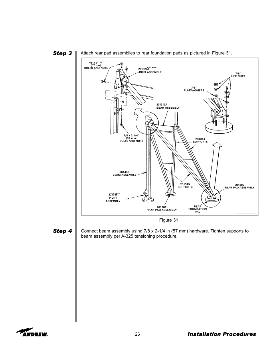 Step 3 step 4, Installation procedures | Andrew 7.6-Meter ESA User Manual | Page 26 / 69