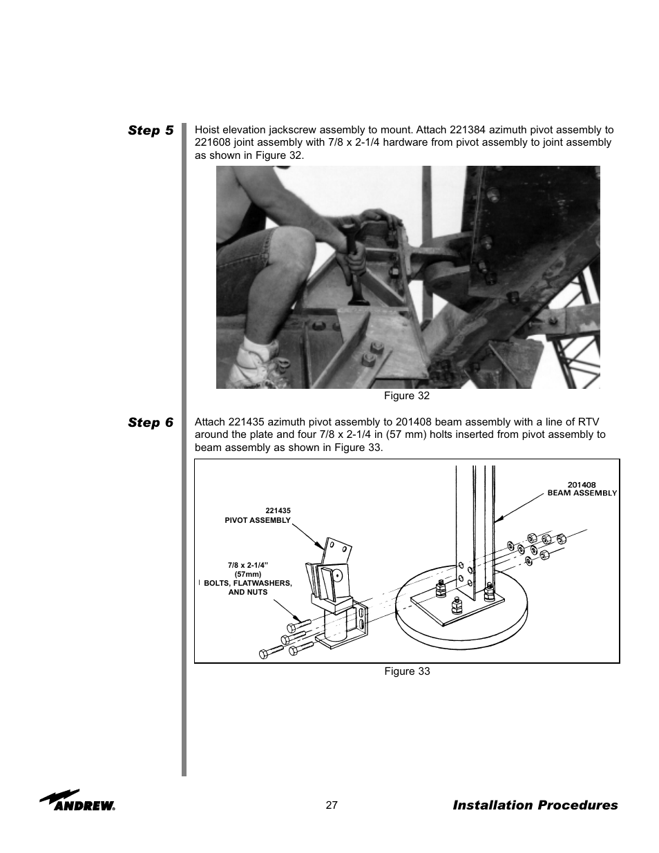 Step 5 step 6, Installation procedures | Andrew 7.6-Meter ESA User Manual | Page 27 / 69