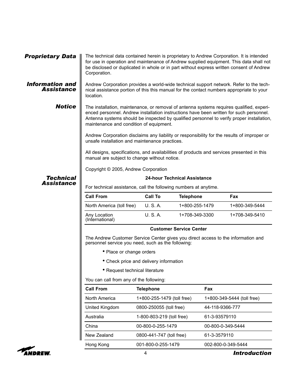 Andrew 7.3-METER EARTH STATION ANTENNA ES73 User Manual | Page 4 / 69