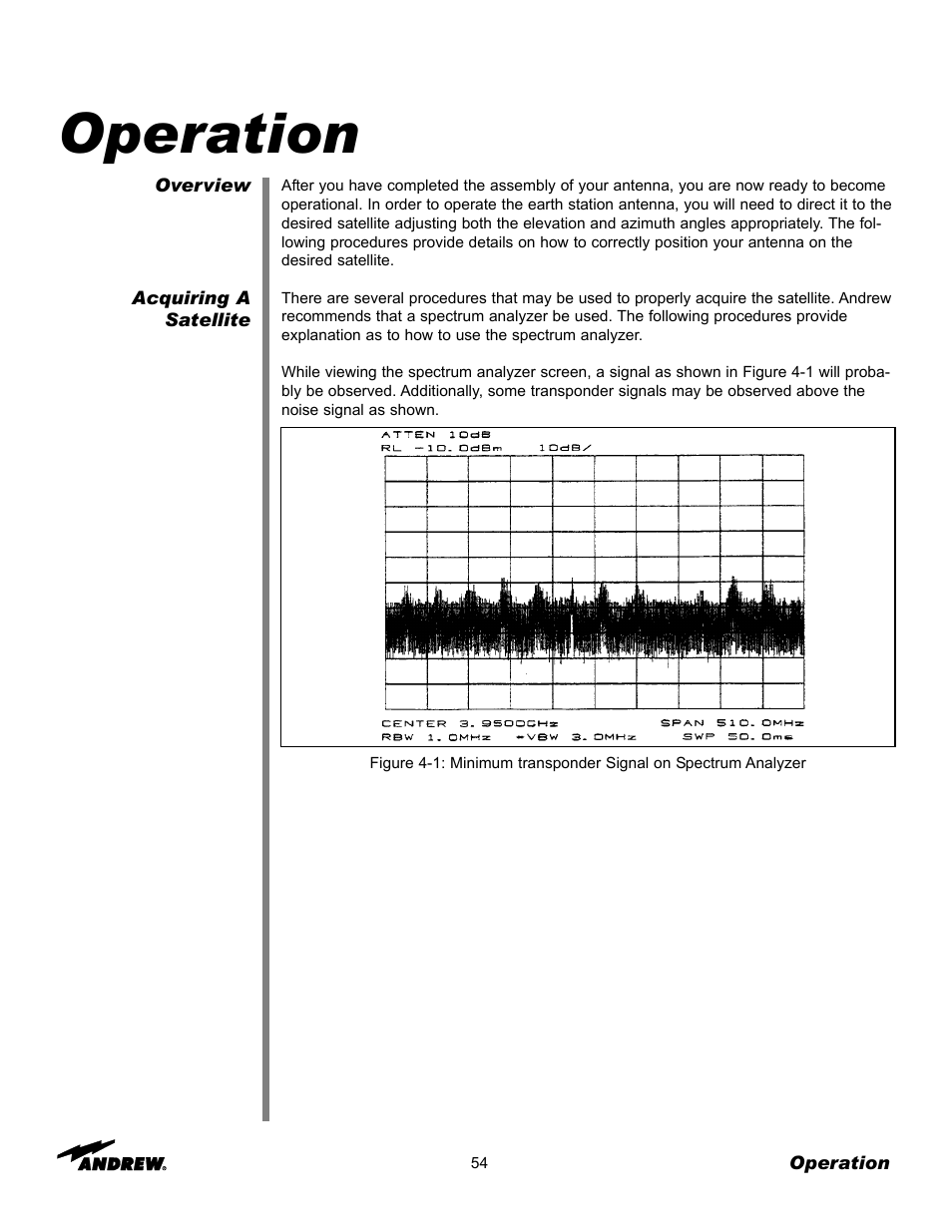Operation | Andrew 7.3-METER EARTH STATION ANTENNA ES73 User Manual | Page 54 / 69