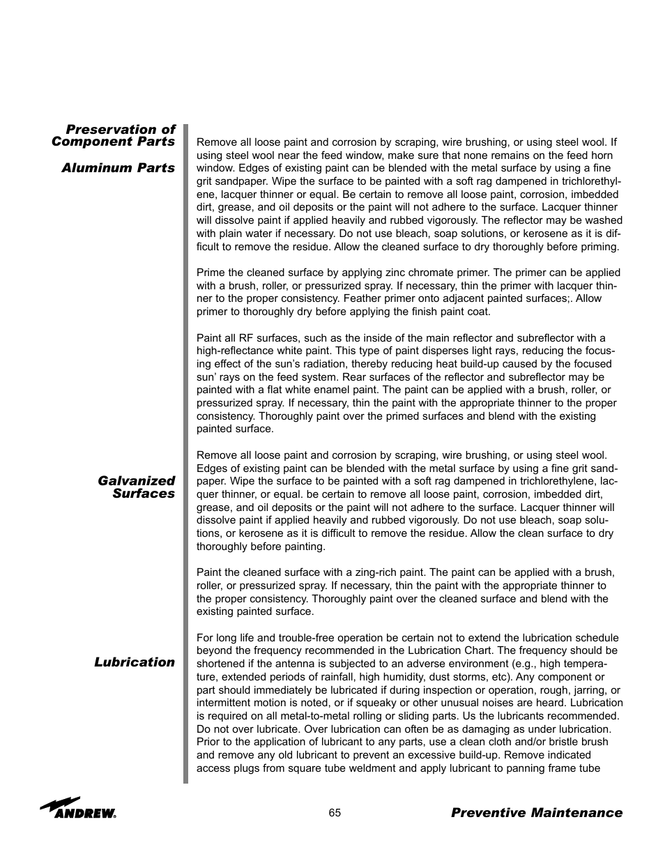Andrew 7.3-METER EARTH STATION ANTENNA ES73 User Manual | Page 65 / 69