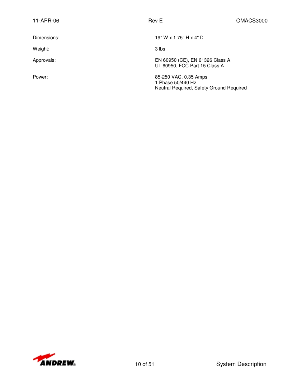 Andrew OMACS3000 User Manual | Page 10 / 51