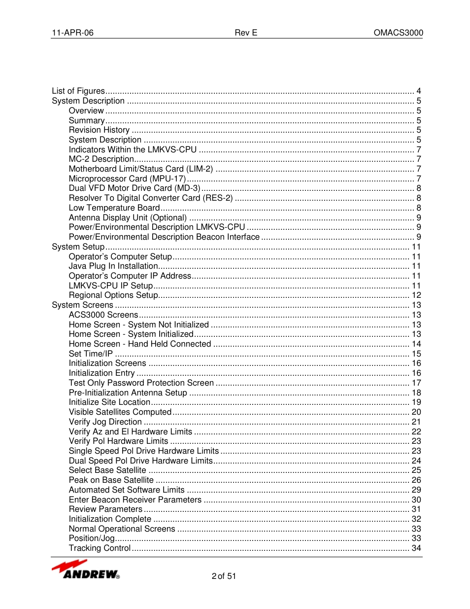 Andrew OMACS3000 User Manual | Page 2 / 51