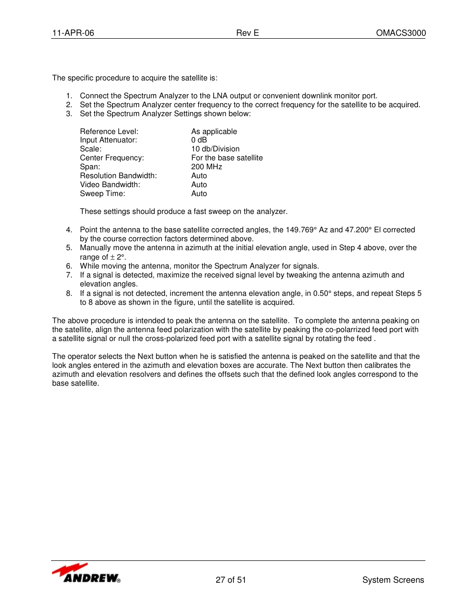 Andrew OMACS3000 User Manual | Page 27 / 51