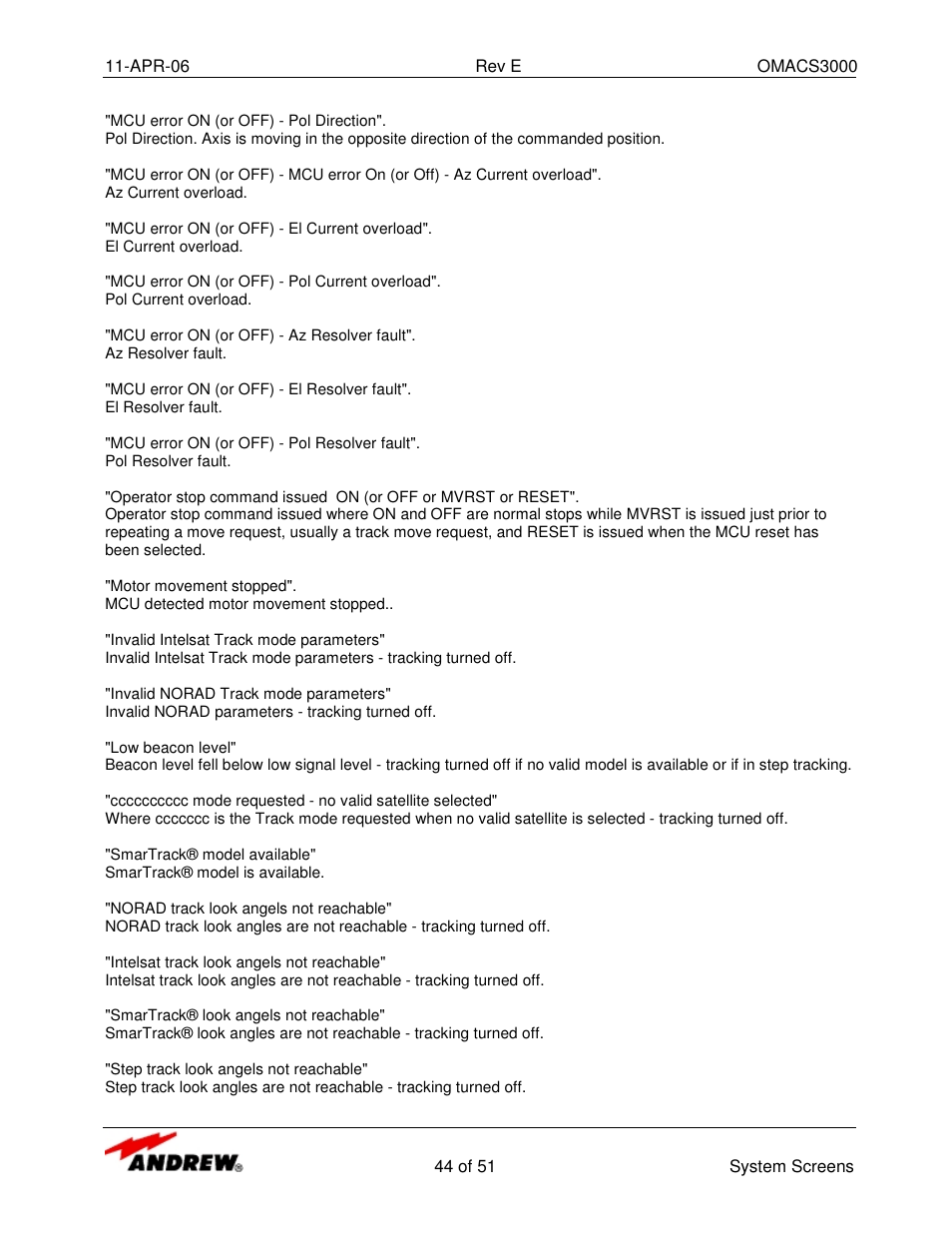 Andrew OMACS3000 User Manual | Page 44 / 51