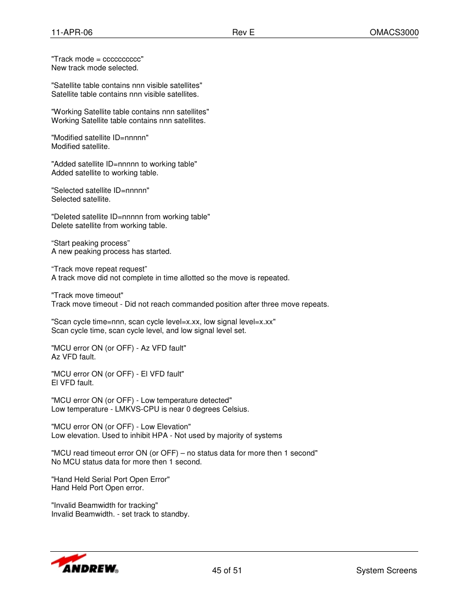 Andrew OMACS3000 User Manual | Page 45 / 51