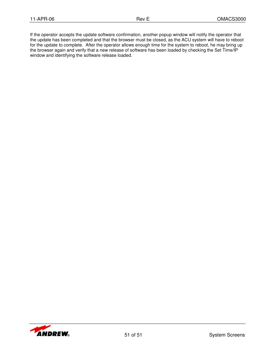 Andrew OMACS3000 User Manual | Page 51 / 51