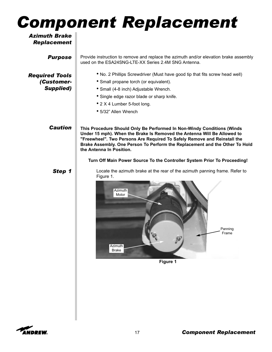 Component replacement | Andrew OM24SNG-RC User Manual | Page 17 / 25