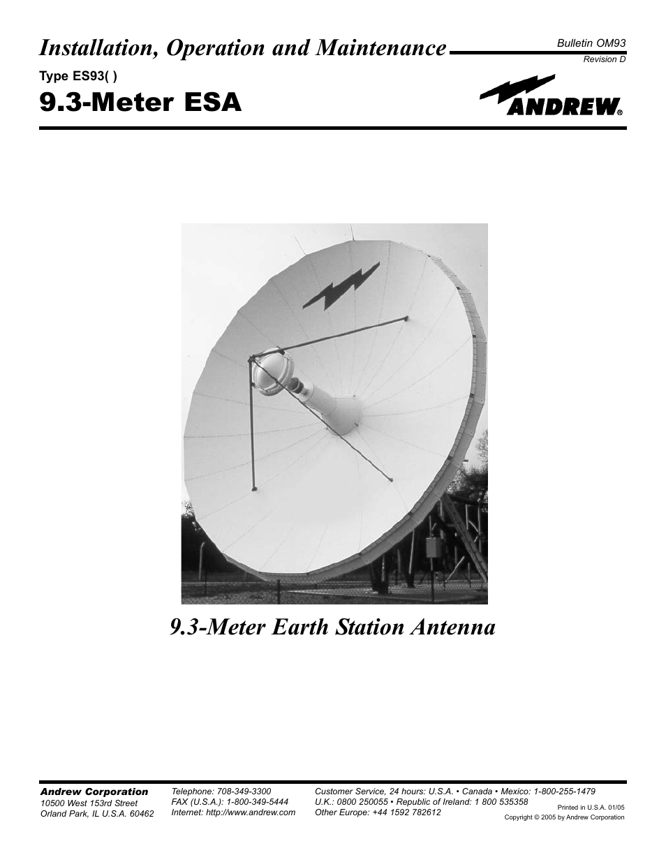 Andrew 9.3-Meter ESA User Manual | 66 pages