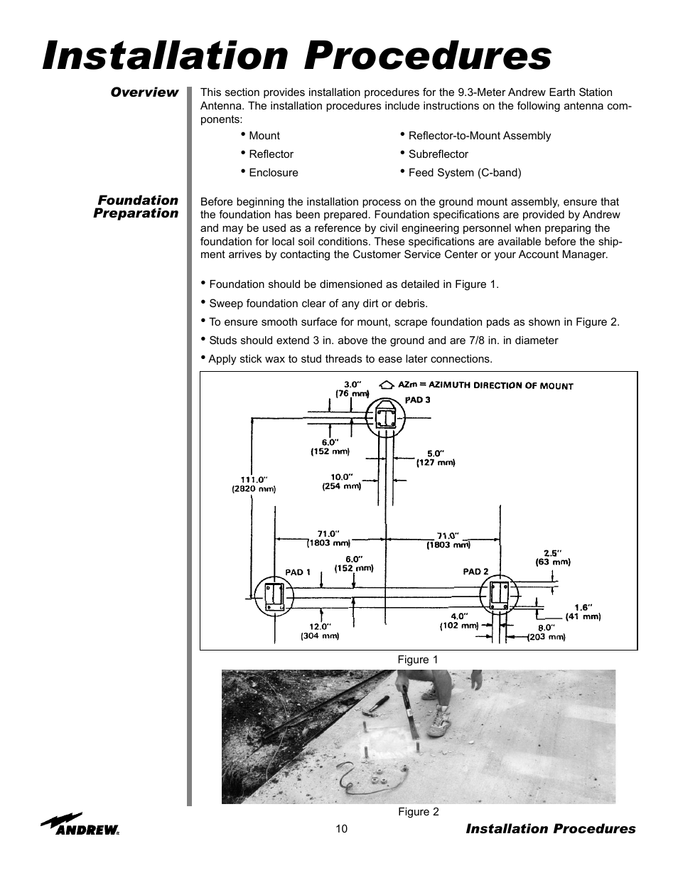 Installation procedures | Andrew 9.3-Meter ESA User Manual | Page 10 / 66